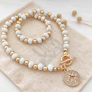 Collier étoile polaire - Laiton plaqué or & zircons