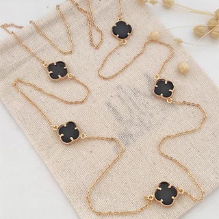 Collier - Laiton plaqué or - Noir 