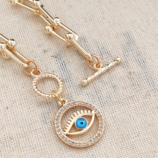 Bracelet Eye - Laiton plaqué or & zircon