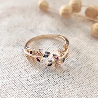 Bague ajustable - Laiton plaqué or & zircons