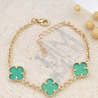Bracelet - Laiton plaqué or & turquoise