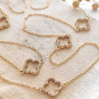 Collier - Laiton plaqué or & zirconium