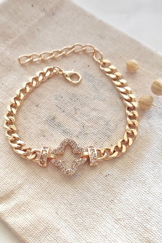 Bracelet doré à l'or fin Zircons