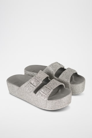 Mules plateformes Caipirinha Glitter - Gris clair