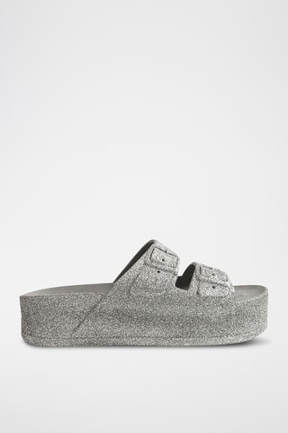 Mules plateformes Caipirinha Glitter - Gris clair