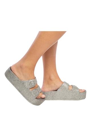 Mules plateformes Caipirinha Glitter - Gris clair
