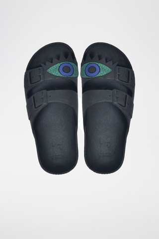Mules Olhos - Noir et vert clair