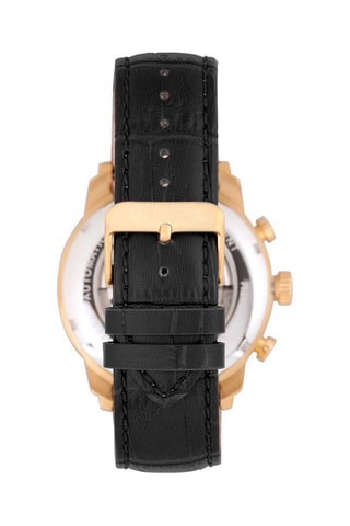 Leren Automatisch Horloge Arthur Heritor - Zwart en Goudkleurig