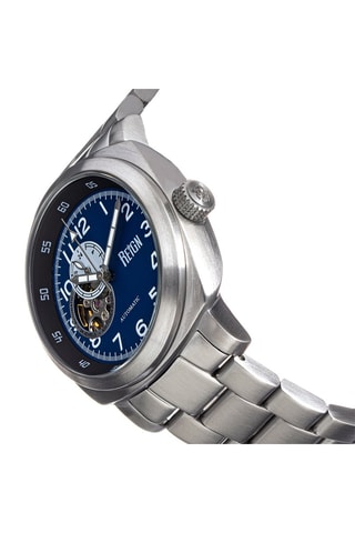 Automatisch Stalen Horloge Zilverkleurig en Blauw - Reign