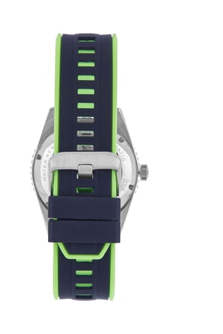 Automatisch Rubberen Horloge met Edelstenen - Zwart en Zilverkleurig