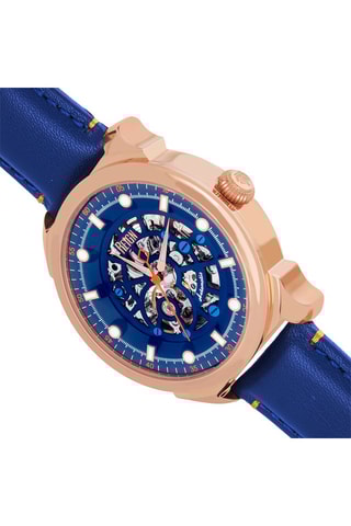Automatisch Leren Horloge Blauw en Roségoudkleurig - Reign