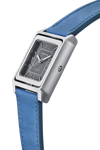 Leren Automatische Horloge Esteban - Blauw en Zilverkleurig