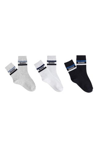 3 paires de chaussettes - Gris chiné, blanc et bleu marine - Boss