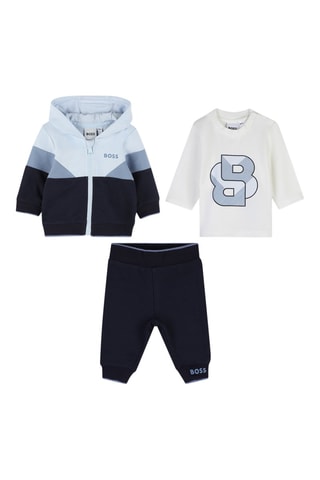 Ensemble 3 pièces en coton biologique - Bleu marine et bleu-gris - Boss