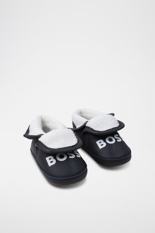 Chaussons fourrées en cuir de mouton - Bleu marine - Boss