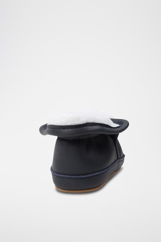 Chaussons fourrées en cuir de mouton - Bleu marine - Boss