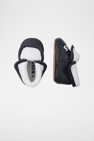 Chaussons fourrées en cuir de mouton - Bleu marine - Boss