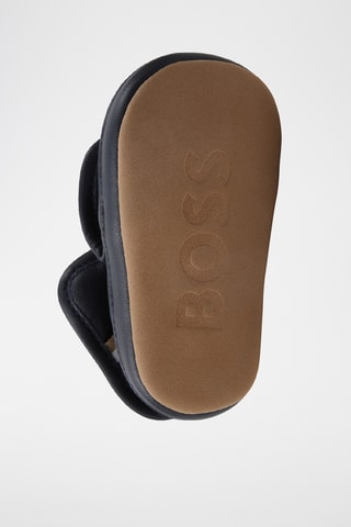 Chaussons fourrées en cuir de mouton - Bleu marine - Boss