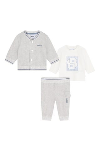 Ensemble 3 pièces en coton biologique - Gris clair - Boss