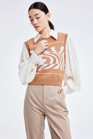Trui - Camel en Wit