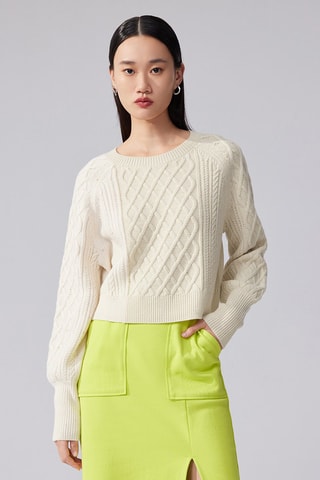 Schapenwollen Trui Beige en Wit