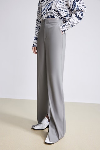Rechte Broek Hoge Taille - Lichtgrijs