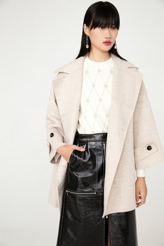 Schapenwollen Jas Beige en Wit
