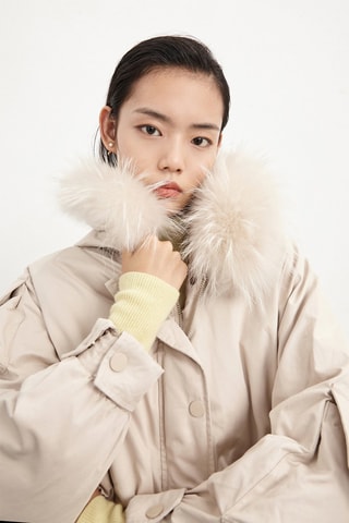 Parka met Capuchon Beige
