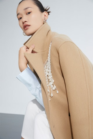 Schapenwollen Jas Beige