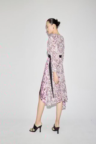Midi-jurk - Wit en Fuchsia
