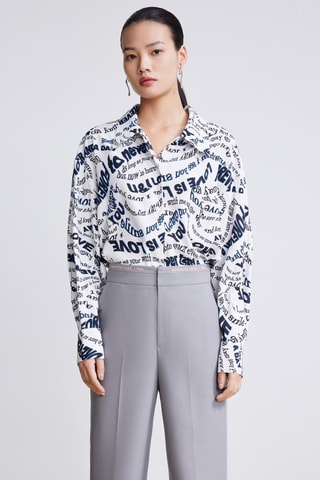 Blouse - Wit en Marineblauw