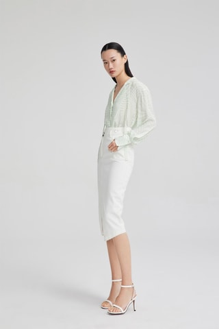 Blouse - Wit en Lichtgroen