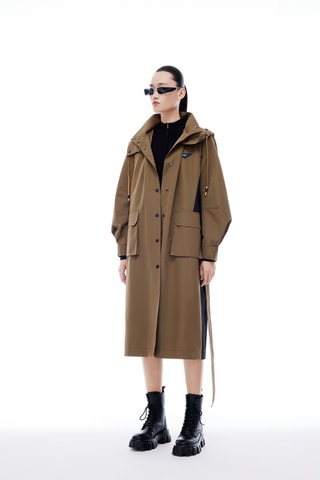 Trenchcoat met Capuchon Bruin