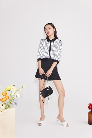 Playsuit Trompe-l'oeil - Wit en Zwart