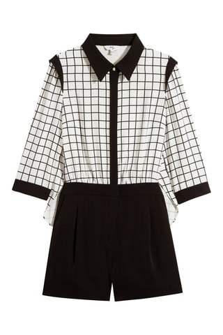 Playsuit Trompe-l'oeil - Wit en Zwart