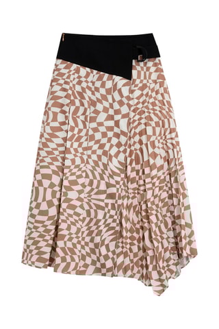 Midirok Hoge Taille - Camel en Wit