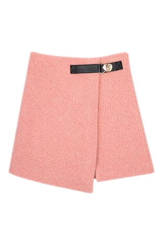 Asymmetrische Schapenwollen Minirok - Roze