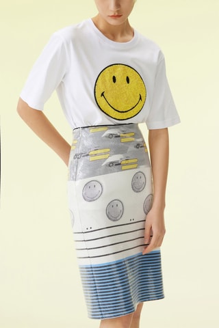 Nauwaansluitende Rok Hoge Taille - Grijs en Wit