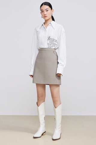Rok Hoge Taille - Beige