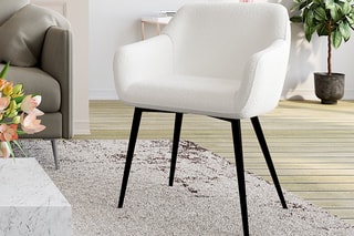 2 cadeirões Louna - Branco e preto - Tecido bouclette