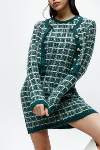 Robe droite - Vert et blanc