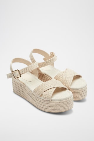Sandalen met Sleehak - Beige