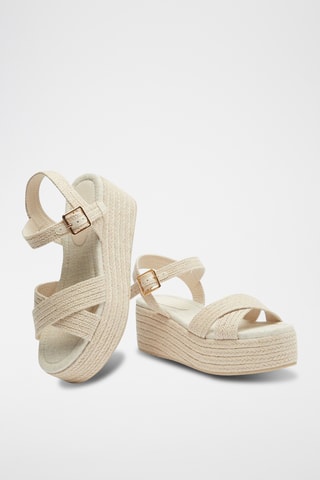 Sandalen met Sleehak - Beige
