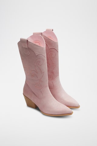 Bottes en nubuck - Rose