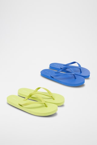 2 Paar Slippers - Groen en Marineblauw