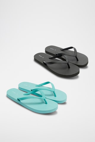 2 Paar Slippers - Zwart en turquoise