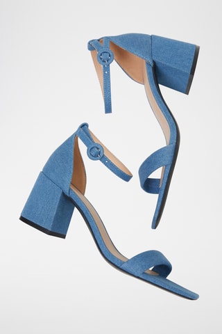 Sandales à talons en jean - Bleu
