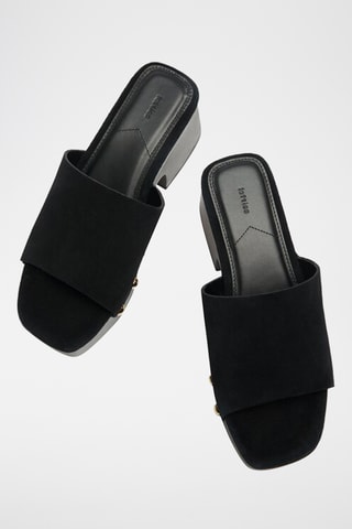 Mules à talons en nubuck - Noir