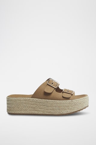 Platform Muiltjes - Taupe