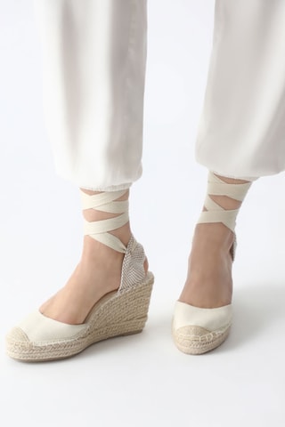 Sandales compensées - Ecru